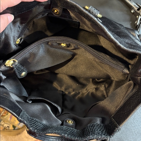 Coach Black Leather and Snakeskin-Patterned Handbag - Picture 6 of 6